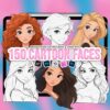 Procreate cartoon princess faces | Photoshop & Clip Studio stamps