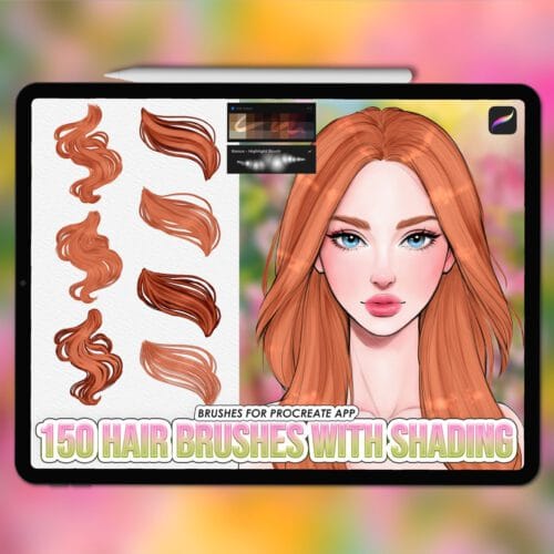 Procreate hair brushes with shading