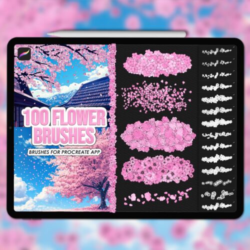 Procreate outline flower brushes
