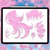 Procreate anime outline hair brushes