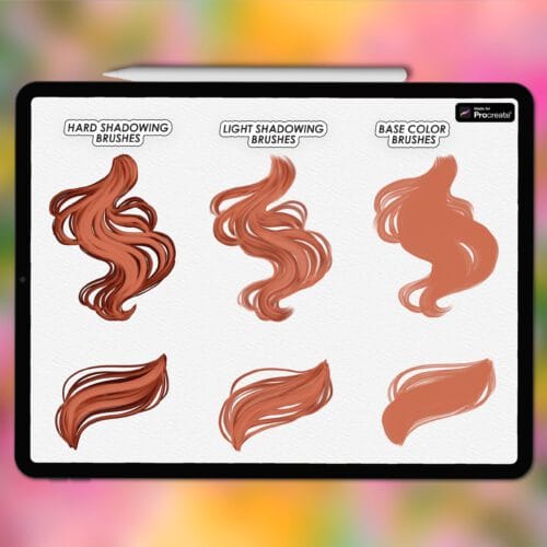 Procreate hair brushes with shading