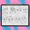 Procreate cartoon princess faces | Photoshop & Clip Studio stamps