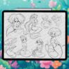 Procreate cartoon mermaid stamps | Photoshop & Clip Studio stamps