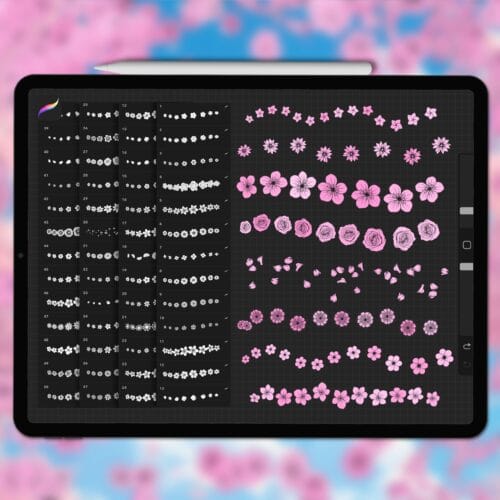 Procreate outline flower brushes