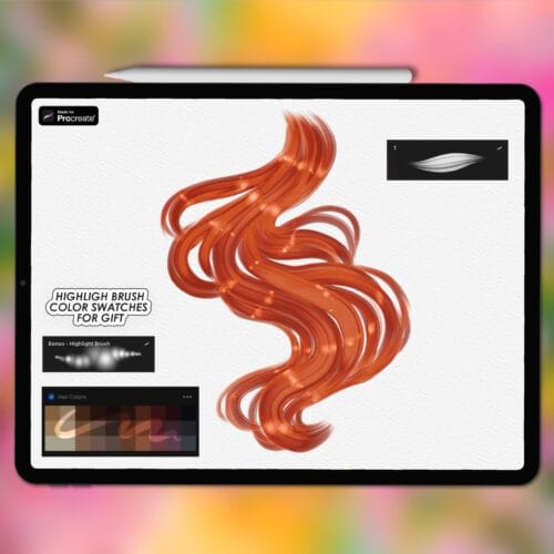 Procreate hair brushes with shading