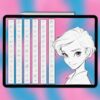 Procreate cartoon princess faces | Photoshop & Clip Studio stamps