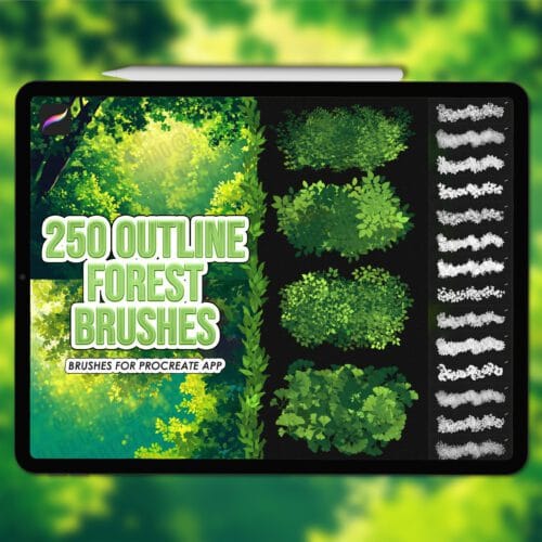 Procreate outline forest brushes