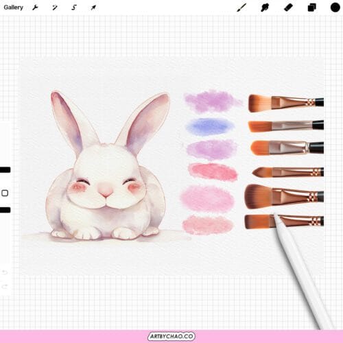 Procreate Watercolor Brushes: 200 realistic washes, splatters, textures & strokes bundle
