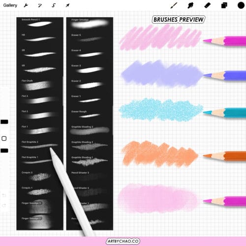 Procreate Pencil Brushes: 100 sketch, hatching, shading, color brushes