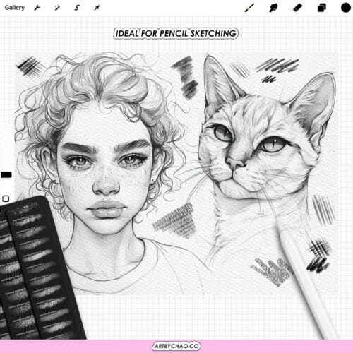 Procreate Pencil Brushes: 100 sketch, hatching, shading, color brushes