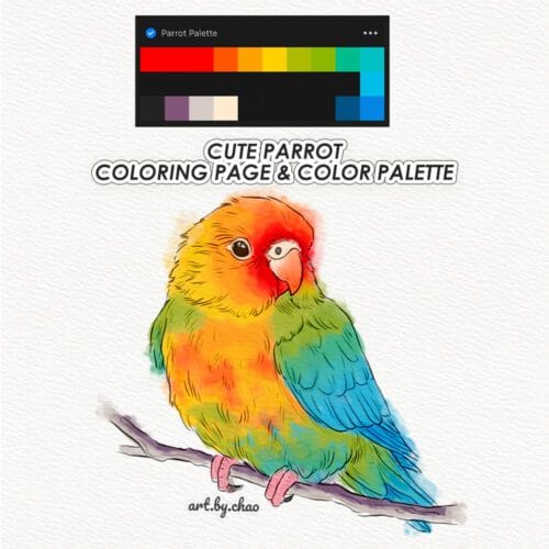 Parrot Watercolor Coloring Page – Free Download