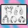 Procreate hairstyle stamps | Photoshop & Clip Studio stamps