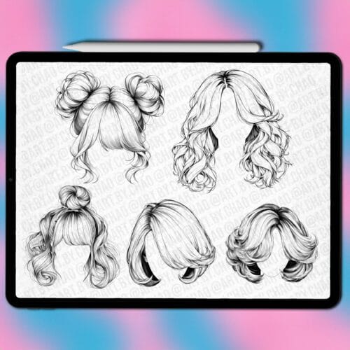 Procreate hairstyle stamps | Photoshop & Clip Studio stamps