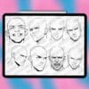 Procreate base male head stamps | Photoshop & Clip Studio stamps