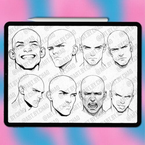 Procreate base male head stamps | Photoshop & Clip Studio stamps
