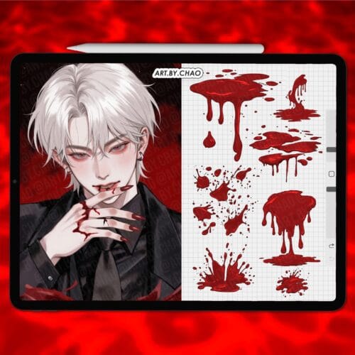 Procreate anime blood stamps