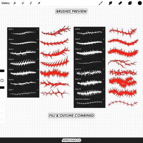 Procreate Thorn Brushes - Tattoo Linework Thorns, Outline Anime Manga Vines & Rose Stems