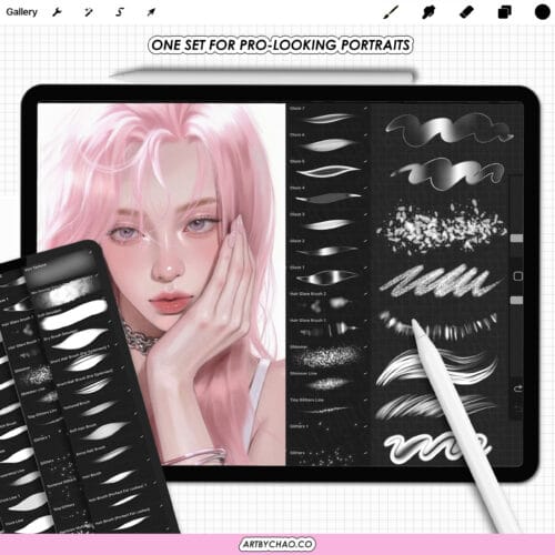 Procreate Portrait Brushes: Skin, Hair, Lashes, Blending & Glow Brushes – Ultimate Bundle