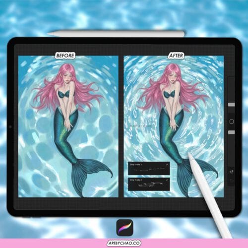 Procreate White Liquid Brushes – fluid, flow, water, splashes, drop, drip brushes