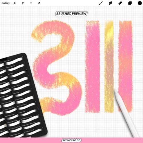 Procreate Glitter Oil Brushes – shimmer paint strokes with sparkle textures