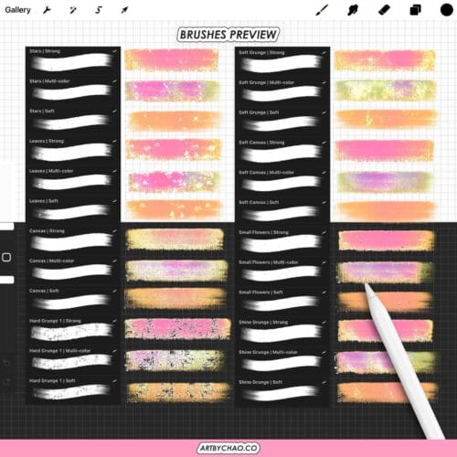 Procreate Glitter Oil Brushes – shimmer paint strokes with sparkle textures