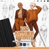 Procreate Autumn Outfit Stamps - women fall fashion clothing stamps & poses (Photoshop, CSP supported)
