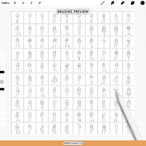 Procreate Autumn Outfit Stamps - women fall fashion clothing stamps & poses (Photoshop, CSP supported)