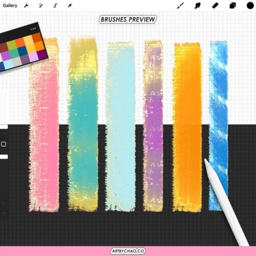 Procreate Glitter Oil Brushes – shimmer paint strokes with sparkle textures