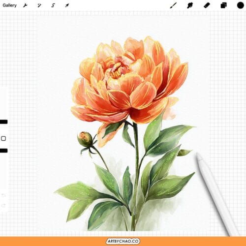Procreate Glitter Watercolor Brushes – watercolor sparkle washes, glow strokes, grain & edges