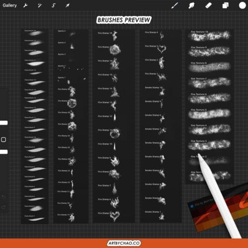 Procreate Fire Brushes – realistic flames, smoke, embers & sparks
