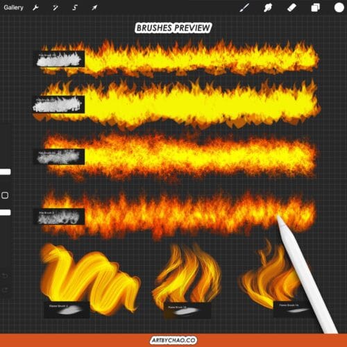 Procreate Fire Brushes – realistic flames, smoke, embers & sparks