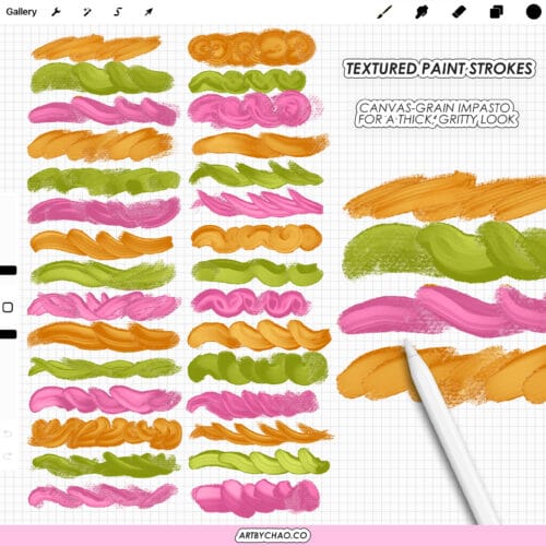 Procreate Impasto Brushes – Thick Oil Paint, Palette Knife Strokes, Buttery Strokes & Canvas Textures
