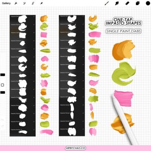 Procreate Impasto Brushes – Thick Oil Paint, Palette Knife Strokes, Buttery Strokes & Canvas Textures