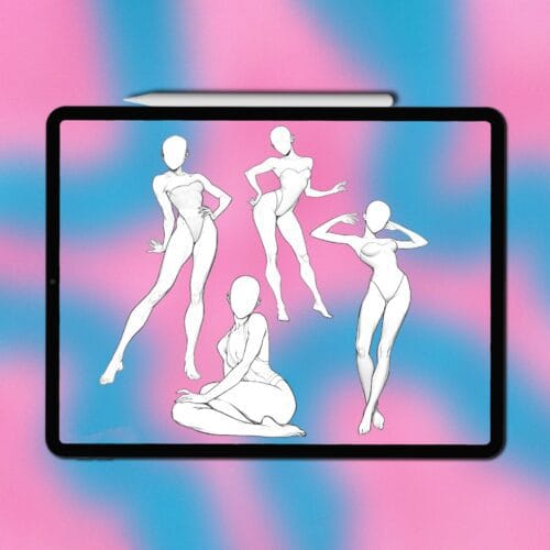 Procreate Female Pose Stamps: 200 realistic female body pose references (Photoshop & CSP supported)