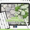 Procreate Manga Stone Textures: anime rock, brick, marble & pebble pattern brushes (Photoshop supported)