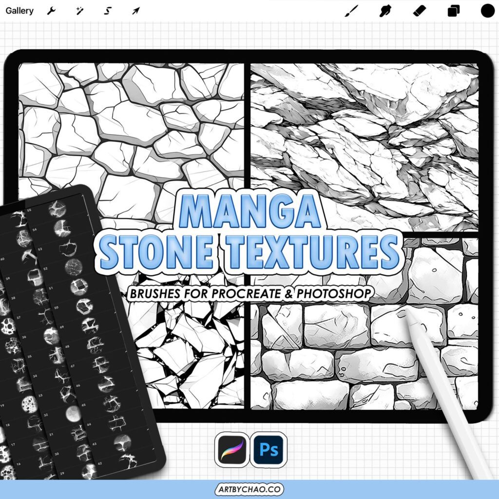 Manga Background Rocks Procreate Manga Stone Textures: anime rock, brick, marble & pebble ...