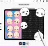 Procreate Emote Base: 200 Chibi Anime Face Expression Stamps (Photoshop, CSP supported)