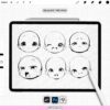 Procreate Emote Base: 200 Chibi Anime Face Expression Stamps (Photoshop, CSP supported)