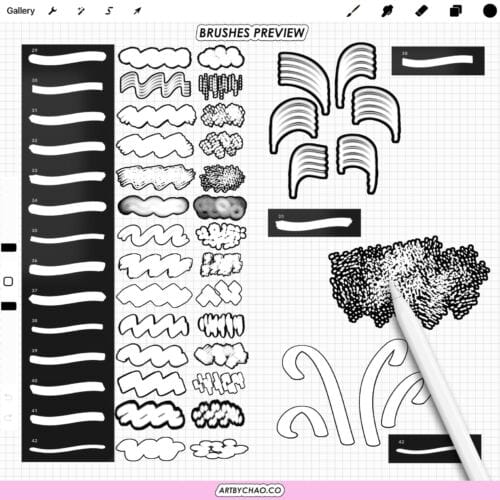 Procreate Outline Brushes: comic and manga outlines, bold sketch lines