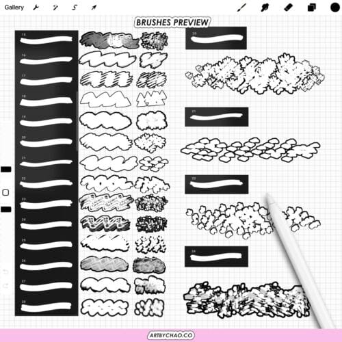 Procreate Outline Brushes: comic and manga outlines, bold sketch lines
