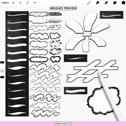 Procreate Outline Brushes: comic and manga outlines, bold sketch lines