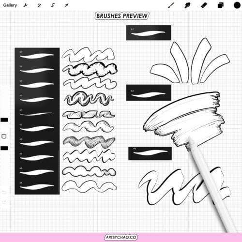 Procreate Outline Brushes: comic and manga outlines, bold sketch lines