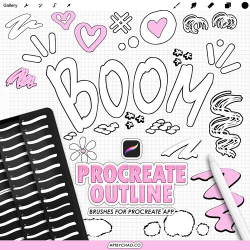 Procreate Outline Brushes: comic and manga outlines, bold sketch lines