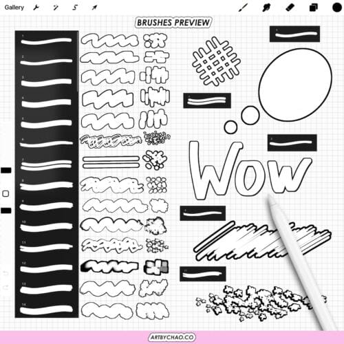 Procreate Outline Brushes: comic and manga outlines, bold sketch lines