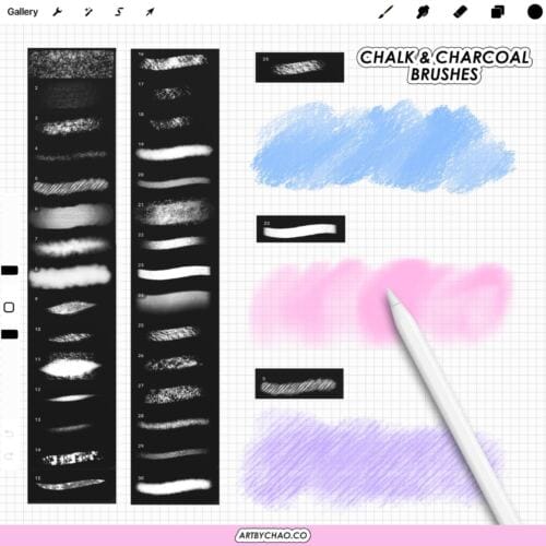 Procreate Painter Bundle: 150 watercolor, oil, pencil, crayon, pastel, chalk brushes