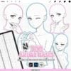 Procreate Manga Anime Bases: 100 pose and expression stamps (Photoshop & CSP supported)