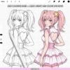 Procreate Anime Girls: 100 manga anime line art girl stamps (Photoshop & CSP supported)