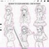 Procreate Anime Girls: 100 manga anime line art girl stamps (Photoshop & CSP supported)