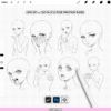 Procreate Manga Anime Bases: 100 pose and expression stamps (Photoshop & CSP supported)