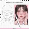 Procreate Anatomy Head Guides: 125 face bases, head planes, face ratio grids (Photoshop & CSP supported)